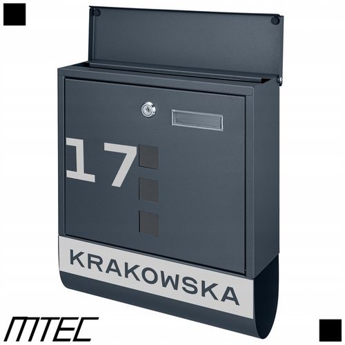 SKRZYNKA POCZTOWA NA LISTY POCZTĘ TUBA NA GAZETY ANTRACYT + NAPIS ADRES na Arena.pl