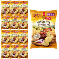 Wiejskie Ziemniaczki Chipsy smak karmelizowana cebulka 130 g x 12 sztuk