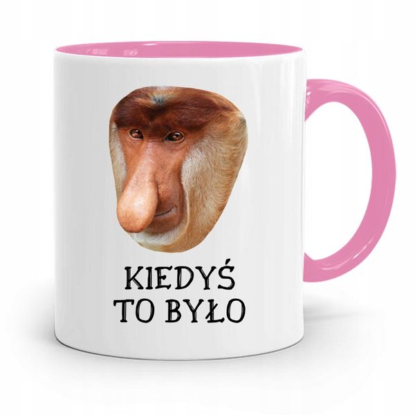 Kubek Różowy Nosacz Janusz Kiedyś To Było Prezent Z Nadrukiem Ze Zdjęciem zdjęcie 1