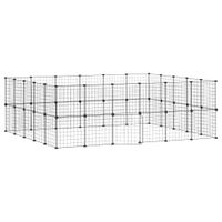 Klatka dla zwierząt z bramką, 44 panele, czarna, 35x35 cm, stal