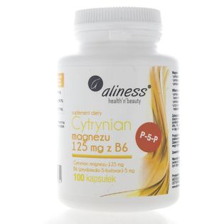 Aliness Cytrynian magnezu 125 mg z witaminą B6 (P-5-P) - 100 kapsułek