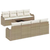 Zestaw Sof na Ogród 9 pcs Beżowy 55 x 55 x 37 cm Polirattan