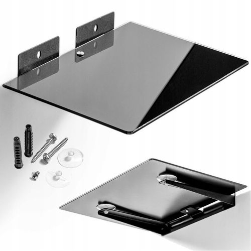 PÓŁKA ŚCIENNA RTV WISZĄCA SZKLANA DEKODER KONSOLA ODTWARZACZ DVD MAX 10 KG na Arena.pl