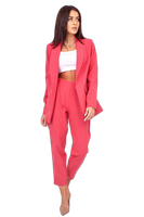 LETNI CASUALOWY GARNITUR Z PRZEWIEWNEJ TKANINY ROZMIAR 44 MALINA