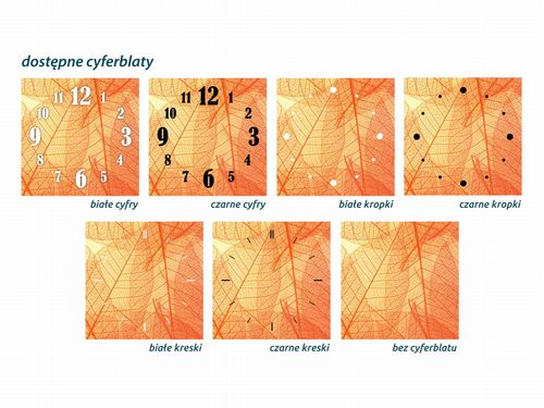 ZEGAR SZKLANY OKRĄGŁY - Pomarańczowe liście na Arena.pl