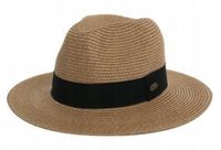 KAPELUSZ SŁOMIANY SŁOMKOWY PLECIONY FEDORA BRĄZOWY