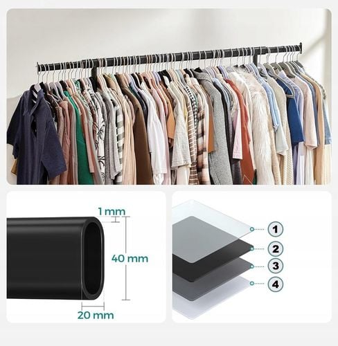 MOBILNY wieszak stojący na ubrania NA KÓŁKACH 45,4x(92-132)x160 na Arena.pl