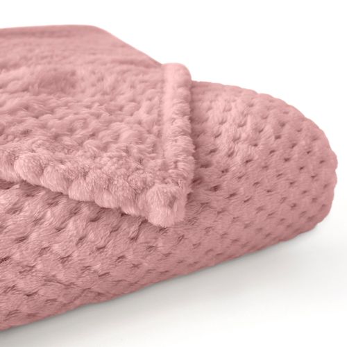 Koc 200X220 Mikrofibra Lekki Żakardowy Wzór Jednobarwny Pudrowy Różowy na Arena.pl