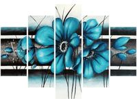 105CM 150CM ZEGAR 5 ELEM TURKUSOWE KWIATY DRUK OBRAZ