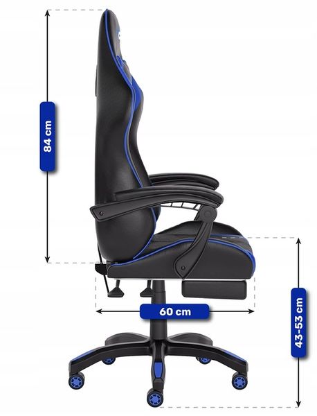 FOTEL GAMINGOWY CYBER CHAIRS X-POWER BLUE - BIUROWY Z MASAŻEM I PODNÓŻKIEM zdjęcie 12