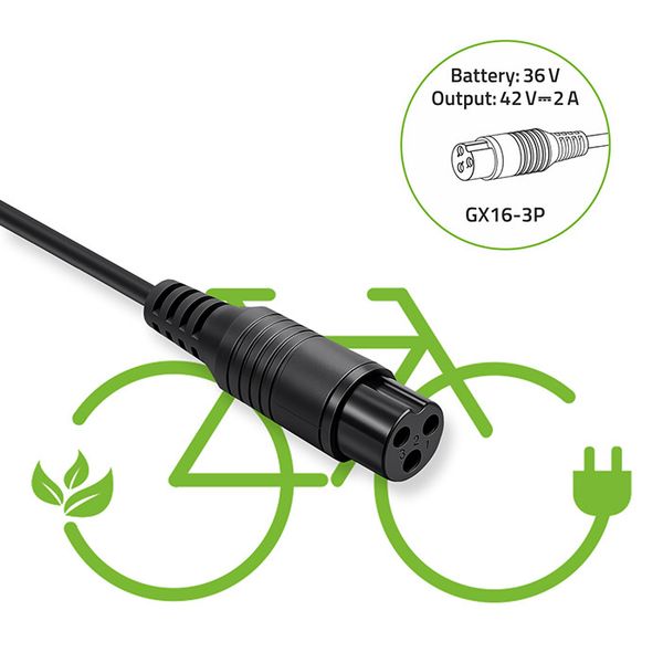 Ładowarka Qoltec 42V 2A do e-bike - GX16, 84W, IP54 zdjęcie 7