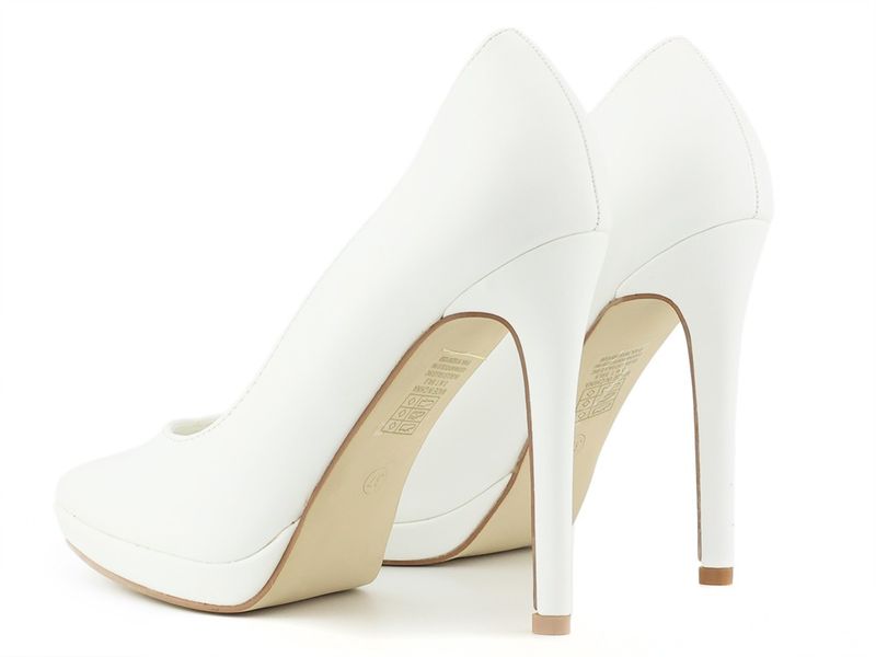 Białe szpilki na platformie eko skóra 39 zdjęcie 4