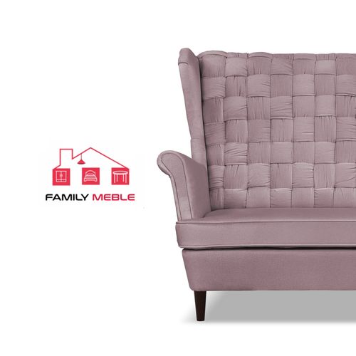 Zestaw wypoczynkowy Carol sofa fotele pufy paski różowy na Arena.pl