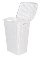 KOSZ NA PRANIE RATAN PLASTIK 33 X 42 X 59 CM BIAŁY BOMBAI