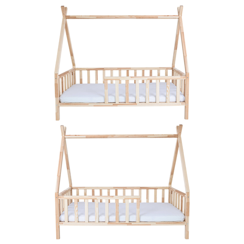 ŁÓŻKO TIPI 140x80 DREWNIANE ŁÓŻKO DZIECIĘCE BARIERKA + STELAŻ SOSNA na Arena.pl