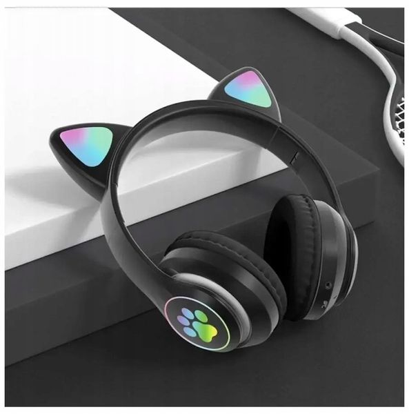 SŁUCHAWKI BEZPRZEWODOWE Z MIKROFONEM KOLOROWE KOCIE USZY LED DLA DZIECI zdjęcie 9