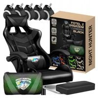FOTEL gamingowy z MASAŻEM pleców KOMPUTEROWY OBROTOWY dla gracza +podnóżek!