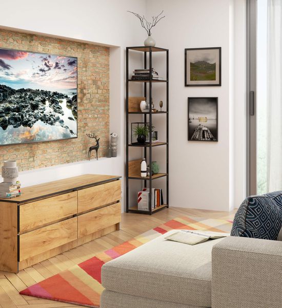 Regał industrialny metalowy 50 cm - czarny-dąb craft - 6 półek zdjęcie 8