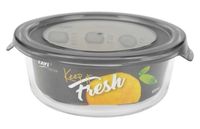 Pojemnik szklany żaroodporny okrągły z pokrywką do żywności KEEP IT FRESH 650 ml szary