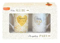 Komplet Porcelanowych Kubków na Ślub - Elegancki Prezent dla Młodej Pary