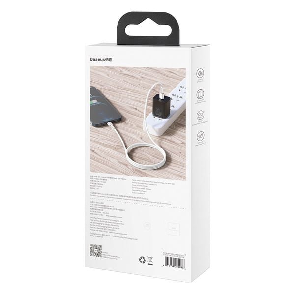 kabel usb-c do lightning baseus cafule, pd, 20w, 2m (biały) zdjęcie 8