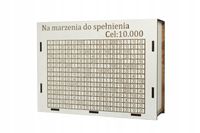 BIAŁA SKARBONKA WYKREŚLANA DOWOLNY NAPIS PREZENT WYZWANIE OSZCZĘDZANIE