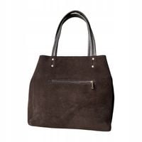 Czekoladowa zamszowa torebka A4 shopper ciemny brąz ZAMSZ Vera Pelle