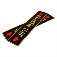 2 sztuki tablic ślubnych Just Married-czarno/złote