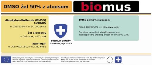DMSO ŻEL 50% Z ALOESEM dimetylosulfotlenek aloes BIOMUS 180ml szkło na Arena.pl