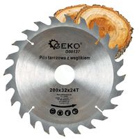PIŁA TARCZA WIDIOWA DO CIĘCIA DREWNA 200x32 24 ZĘBY TNĄCE GEKO G00137