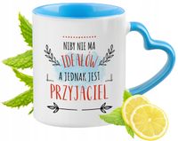 Dla Przyjaciela Kubek Błękitny Z Uszkiem W Kształcie Serca Na Prezent