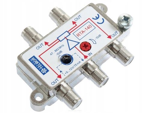 Wzmacniacz z rozdzielaczem Telkom-Telmor RTA-140 + wtyk F na Arena.pl