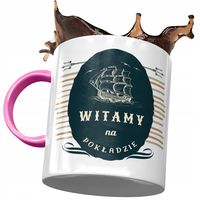 Kubek Różowy Na Powitanie Przywitanie W Pracy Z Nadrukiem Ze Zdjęciem