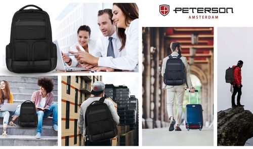 Plecak męski PETERSON do pracy pojemny funkcjonalny na laptopa miejski na Arena.pl
