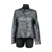 Damska Marynarka Błyszcząca Srebrna Stylowa Elegancka Rozmiar 36