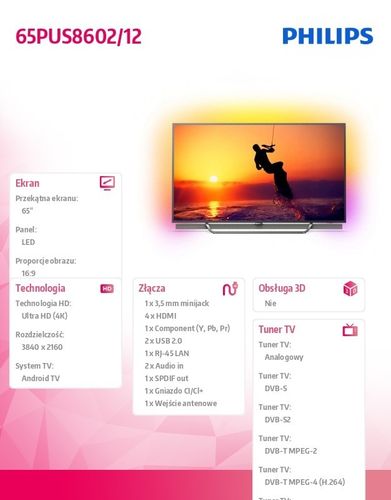 Philips Telewizor LED 65 65PUS8602/12 na Arena.pl