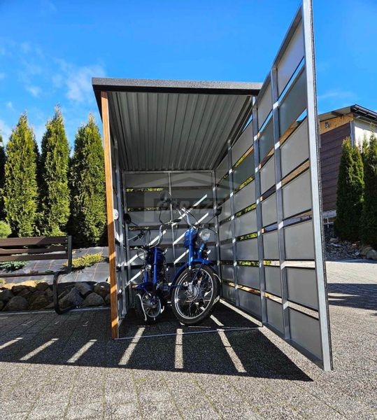 Wiata śmietnikowa 1,2x2 m Antracyt + złoty dąb - pad tył GP356 zdjęcie 6