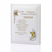 ALBUM NA ZDJĘCIA Pamiątka Komunii + srebro GRAWER