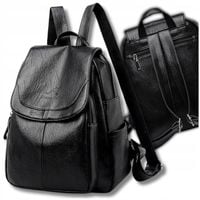 Damski Plecak Skórzany do szkoły pracy miejski Czarny wygodny mocny