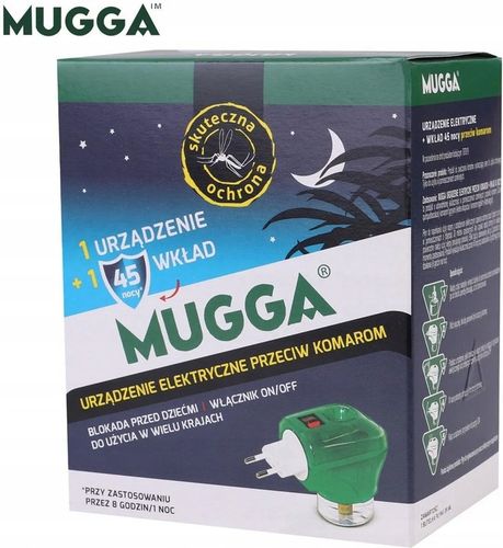 MUGGA Urządzenie elektryczne z wkładem 45 nocy Na komary 35ml do prądu na Arena.pl