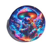 Kolorowy Młynek do Tytoniu Grinder z Astronautą z Wielkim Kapeluszem Grzyba