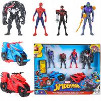 ZESTAW 4 FIGUREK SPIDERMAN VENOM GOBLIN MILES MORALES +2 POJAZDY +AKCESORIA