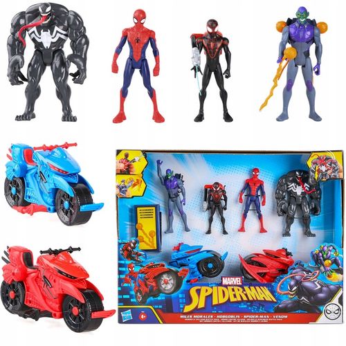 ZESTAW 4 FIGUREK SPIDERMAN VENOM GOBLIN MILES MORALES +2 POJAZDY +AKCESORIA na Arena.pl