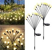 LAMPA SOLARNA WBIJANA CZARNY 10LED KULKI BIAŁY CIEPŁY 65 CM 2 SZT.