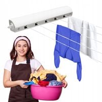 Suszarka ścienna sznurkowa rozsuwana rozciągana biała łazienkowa