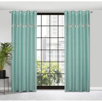 Firana gotowa na przelotkach 140x250 KIDS miętowa z słonikami