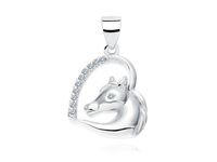 Rodowany srebrny wisior wisiorek serce konik koń horse heart cyrkonia cyrkonie srebro 925 Z1795C_W