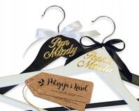 Wieszaki ślubne ślub wesele Panna Młoda Pan Młody napis złote lustro