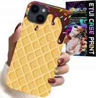 ETUI DO IPHONE 14 PLUS - Z MOTYWEM WAFLA Z POLEWĄ CZEKOLADOWĄ