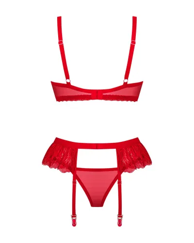 obsessive chilisa xl/2xl - koronkowy komplet trzyczęściowy czerwony na Arena.pl